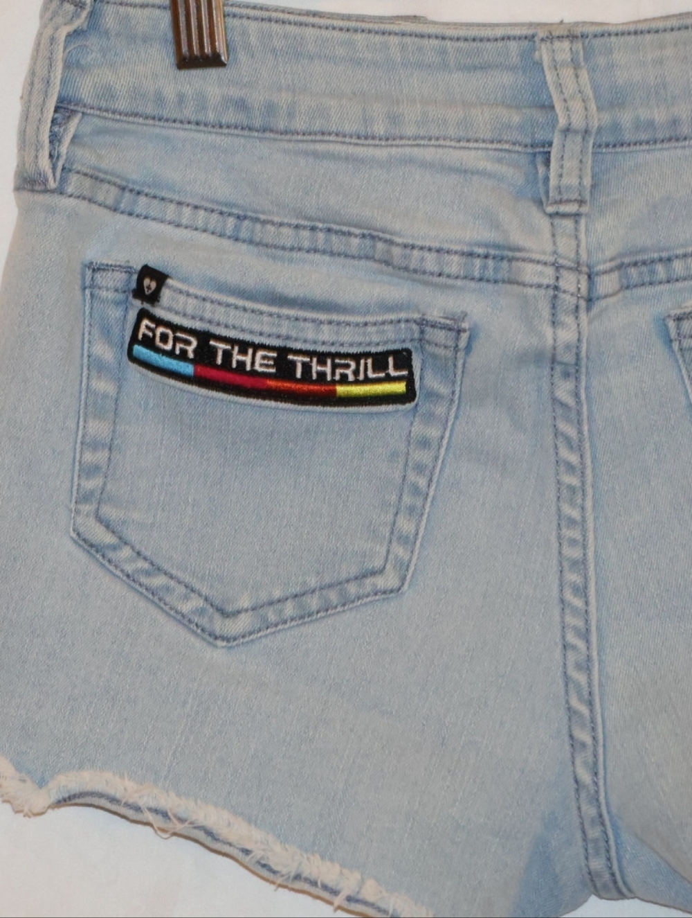 Blackheart Light Blue Distressed Drive Themed Denim Patch Shorts. - Picture 7 of 11